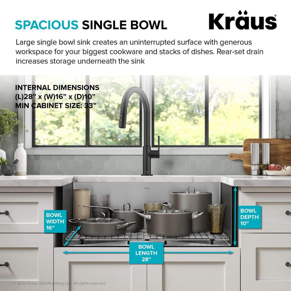 30-Inch Satin Stainless Steel Undermount Single Bowl Kitchen Sink