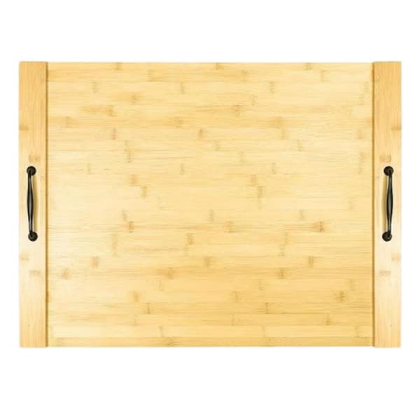 29.5 in. x 22 in. Noodle Board Stove Cover with Handles for Electric, Gas Stove Top, Bamboo Wood with 2-Metal Handle