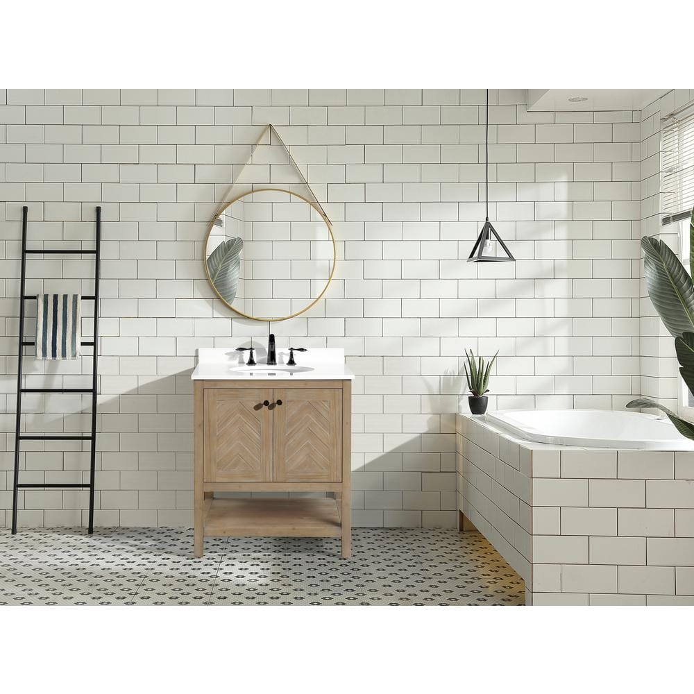 Savannah 30'' Weathered Fir Single Bathroom Vanity with Quartz Top