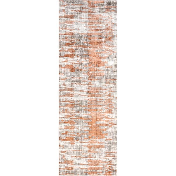 nuLOOM Sammy Abstract Fringe Rust 3 ft. x 8 ft. Transitional Runner Rug