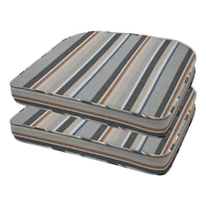 Stripe Stone Beige Rounded Outdoor Seat Cushion (2-Pack)