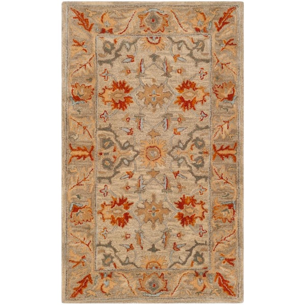 SAFAVIEH Antiquity Beige/Multi Doormat 3 ft. x 5 ft. Floral Antique Border Area Rug