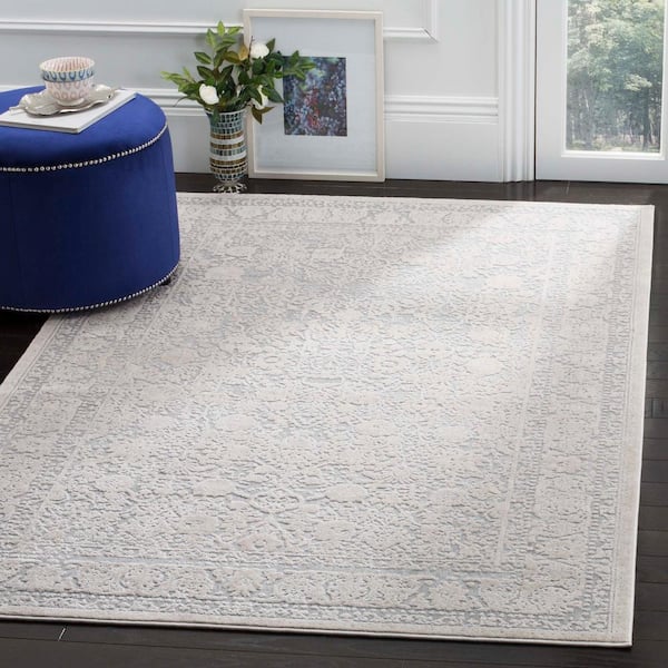Reflection 11 ft. x 15 ft. Light Gray/Cream Border Distressed Area Rug