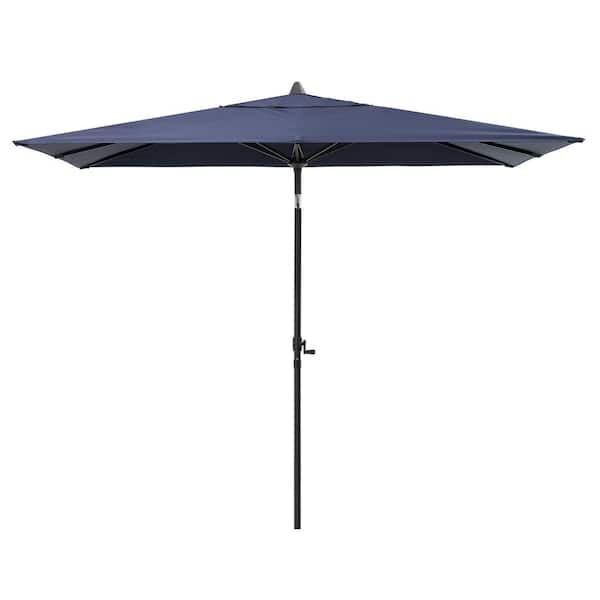 Pellebant 9 ft. x 5 ft. Rectangular Aluminum Market Crank and Tilt Patio Umbrella in Navy Blue