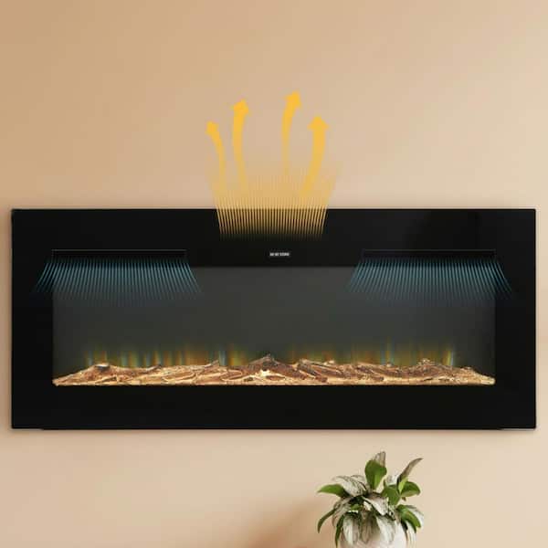 42 in. Wall Mount Electric Fireplace with 12-Flame Colors and 5-Brightness, Timer, Thermostat, Fireplace Heater in Black