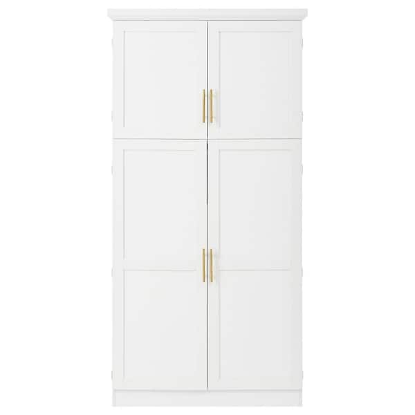 White MDF 35.5 in. x 70.9 in. Pantry Cabinet with 8 Pull-out Trays and Adjustable Shelf durable construction