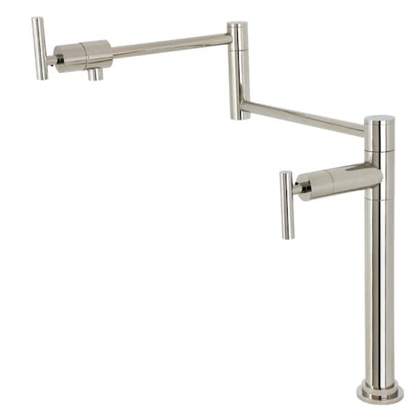Kingston Brass Manhattan Deck Mount Pot Filler Faucet in Polished Nickel