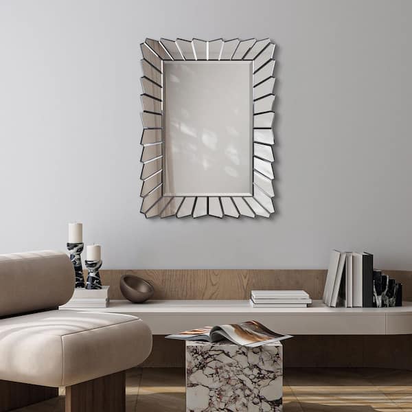 Medium Rectangle Clear Beveled Glass Modern Mirror (40 in. H x 30 in. W)