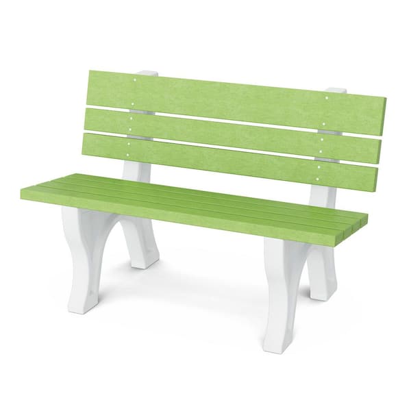 Wildridge Heritage 4 ft. Lime Green and White HDPE Plastic Outdoor Park Bench