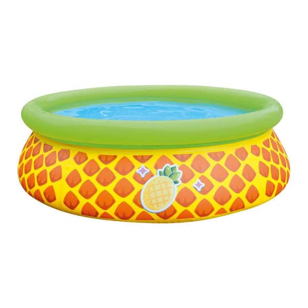 JLeisure Sun Club 5 ft. Round 16.5 in. Deep 3D Pineapple Above Ground Outdoor Backyard Inflatable Kiddie Pool