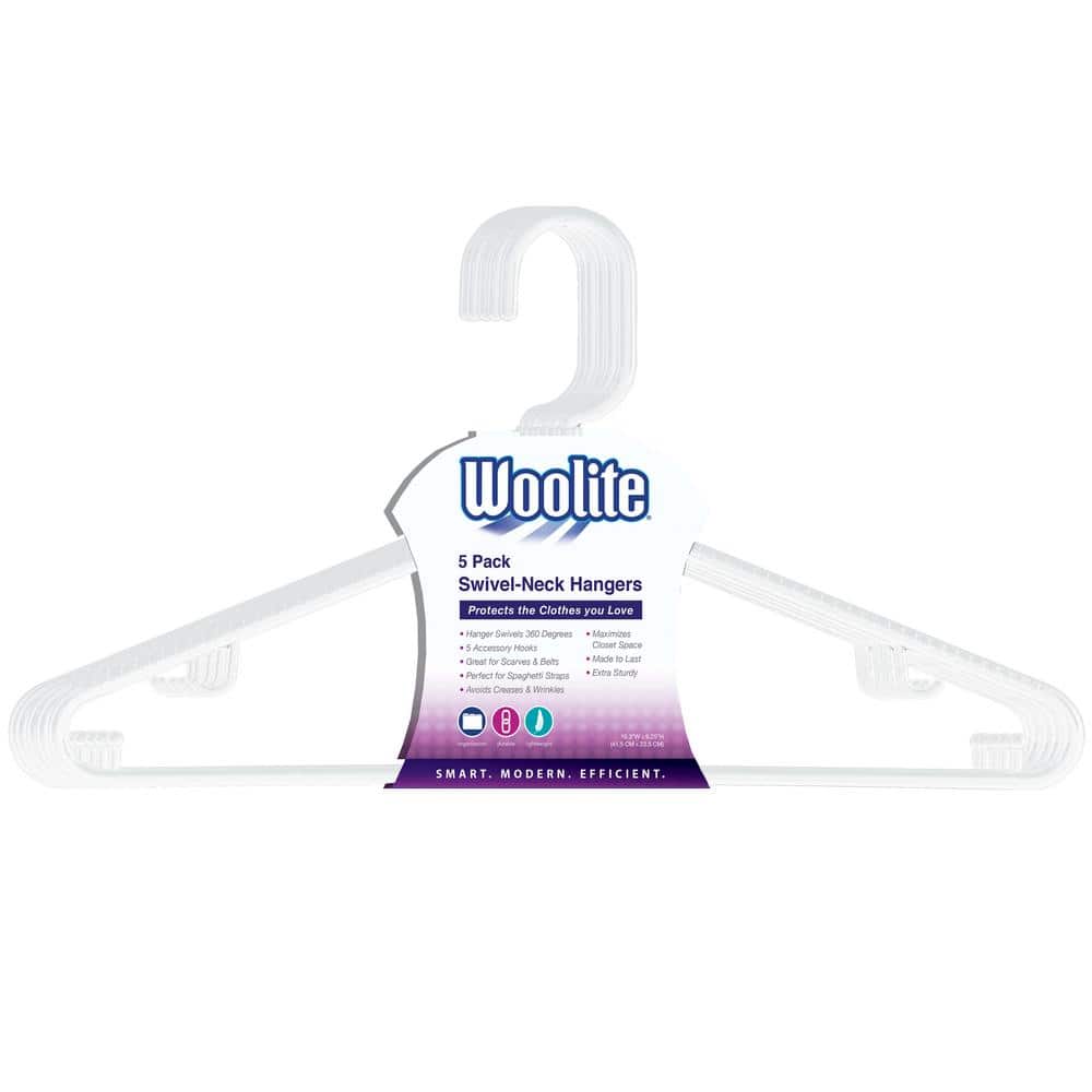 17 White Plastic Medium-Weight Shirt Hanger with Chrome Hook