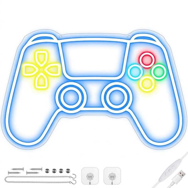 Gamepad Shape LED Neon Sign 9-Level Dimmable Acrylic Gaming Room Wall Decor Neon Light for Boys and Kids