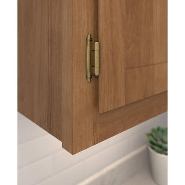 Burnished Brass Variable Overlay Self-Closing, Face Mount Hinge (2-Pack)