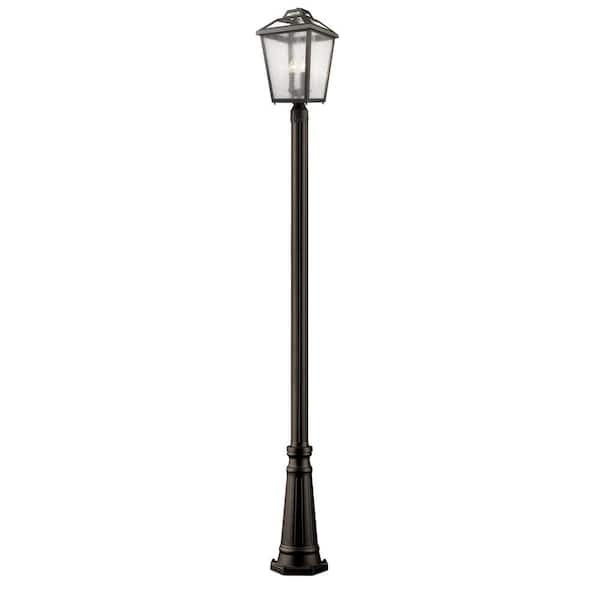 Unbranded Bayland 114 in. 3 Light Rubbed Bronze Aluminum Hardwired Outdoor Weather Resistant Post Light Set with No Bulb Included