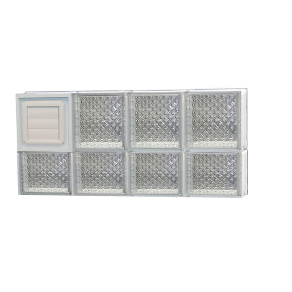 Clearly Secure 31 in. x 13.5 in. x 3.125 in. Frameless Diamond Pattern Glass Block Window with Dryer Vent
