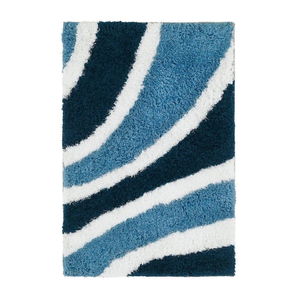 SUPERIOR Waverling Teal 3 ft. x 5 ft. Modern Shag Hand Tufted Indoor Area Rug
