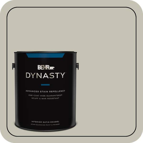 BEHR DYNASTY 1 gal. #BNC-04 Comforting Gray Satin Enamel Interior Stain-Blocking Paint and Primer
