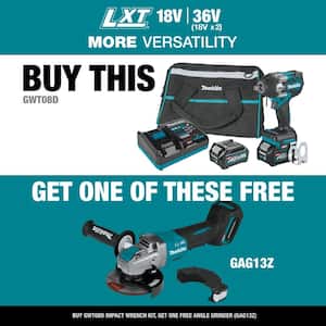 40V max XGT Brushless 4-Speed Mid-Torque 1/2 in. Impact Wrench Kit, 2.5Ah with bonus XGT Brushless 5in. Angle Grinder