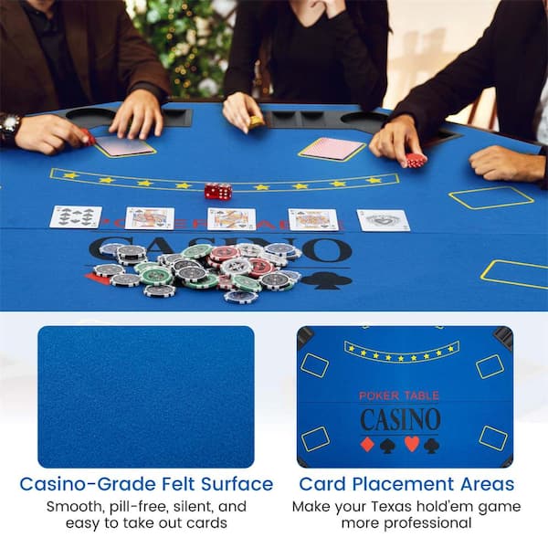 Costway 48 in. Poker Table Top-8 Player Foldable Texas Holdem