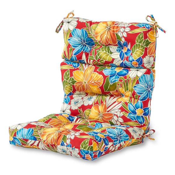 Greendale Home Fashions Aloha Red, High Back Patio Chair Cushions Home Depot