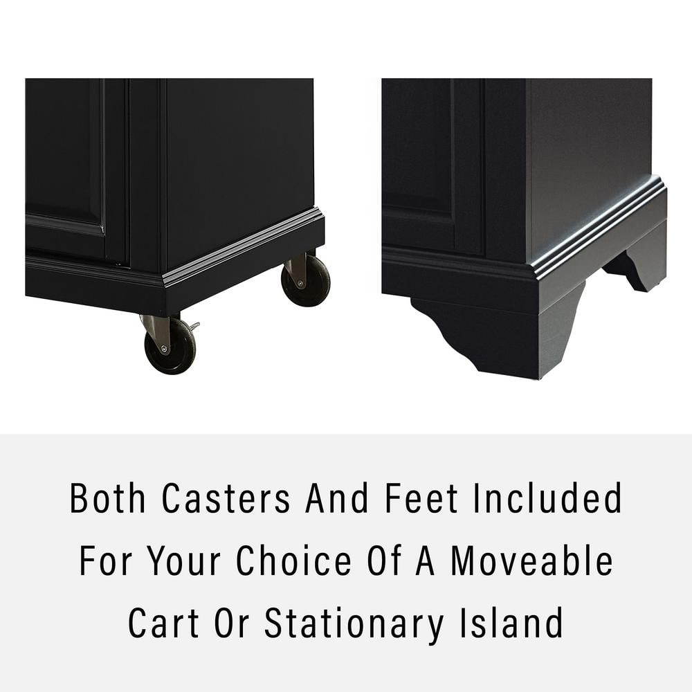 Lafayette 34.75'' Black Portable Kitchen Island with Natural Wood Top