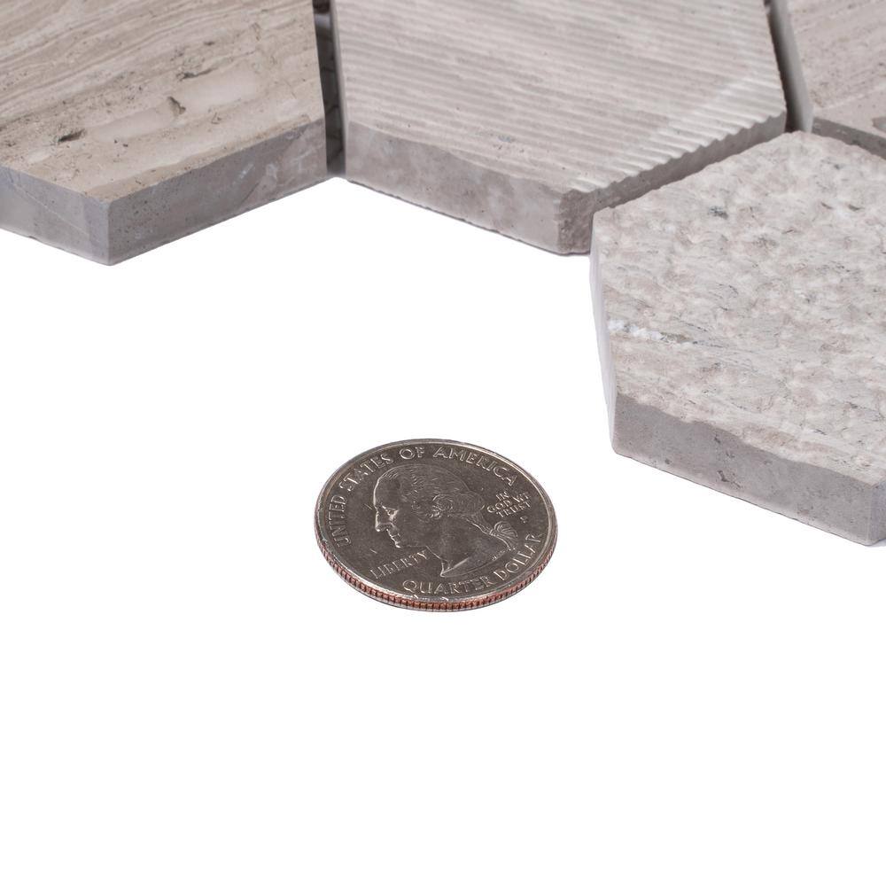 Gray Hexagon Marble Polished Mosaic Tile 12x12
