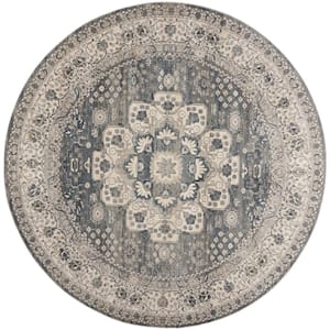 Concerto Grey/Ivory 8 ft. x 8 ft. Center medallion Traditional Round Area Rug