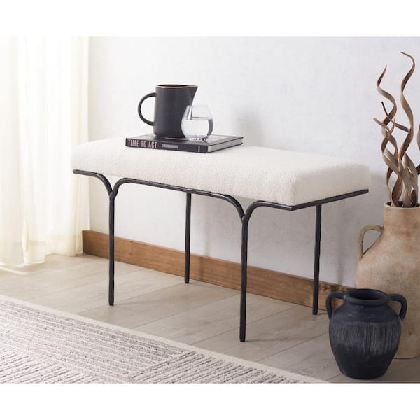 SAFAVIEH Marvin Ivory/Black Entryway Bench 36 in.