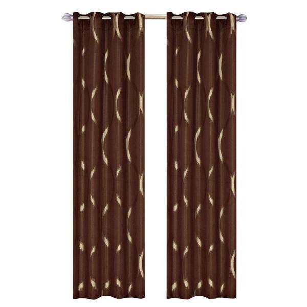 Lavish Home Brown Solid Grommet Room Darkening Curtain - 112 in. W x 84 in. L (Set of 2)