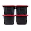 HDX 27 Gal. Tough Storage Tote In Black With Red Lid (4-Pack) 999-HDX ...