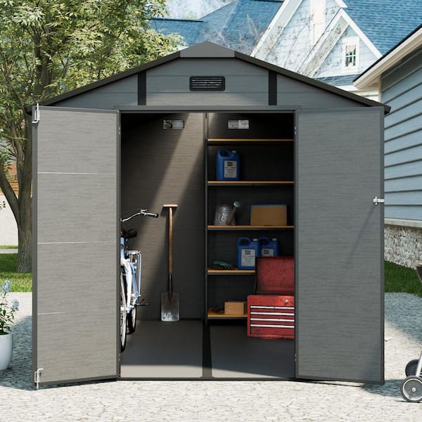 10 ft. W x 8 ft. D Plastic Shed Lockable Resin Tool Shed with