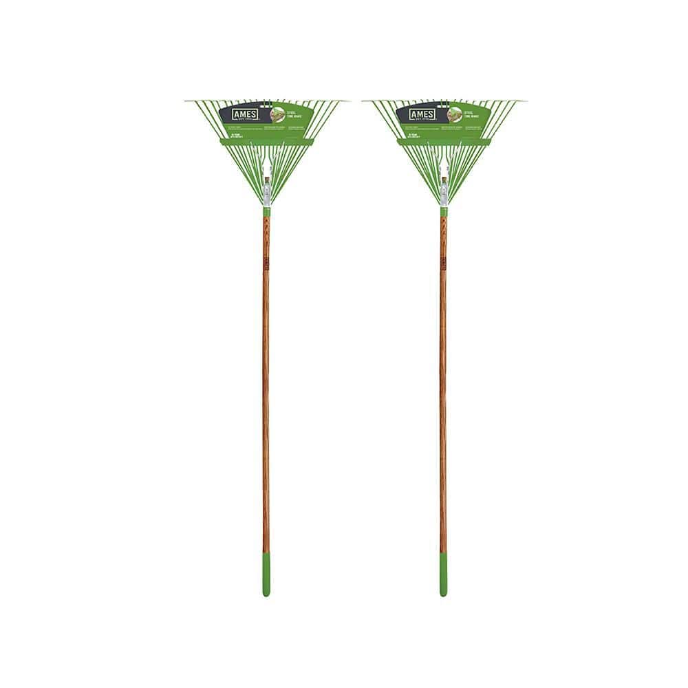 3 in. Steel Tine Leaf Rake (2 Pack)