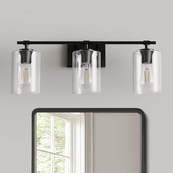 1-Pack 19.1 in. Mounting Frame for Square Box 3-Light Black Vanity Fixture with E26 Bell Shade Holders