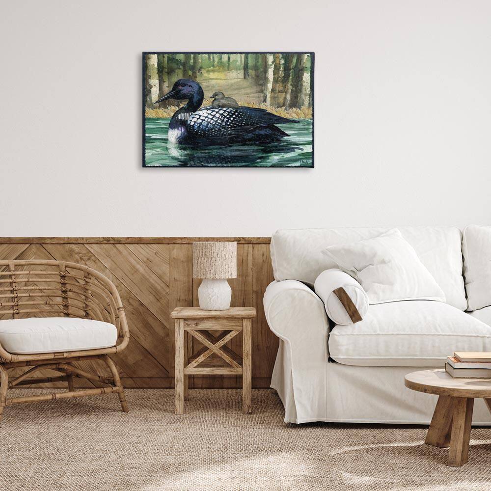 Loon with Baby on Lake by Paul Brent Unframed Animal Graphic Art Print 20 in. x 30 in. price history on PriceWatchPro