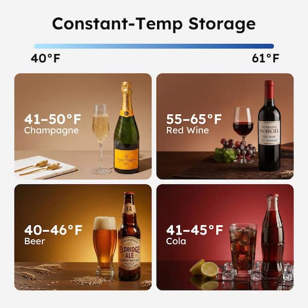 SIMZLIFE 11 in. Single Zone 6-Wine Bottles and 24-Cans Beverage