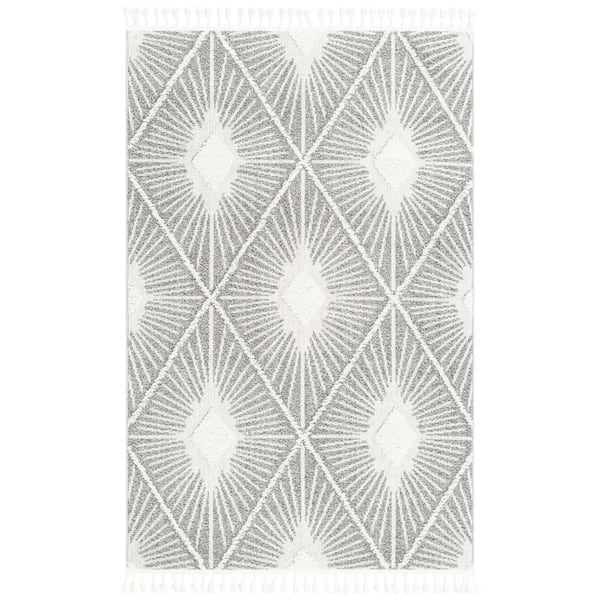 Unique Loom Boho Lilah Gray Ivory 5 ft. 3 in. x 8 ft. Area Rug