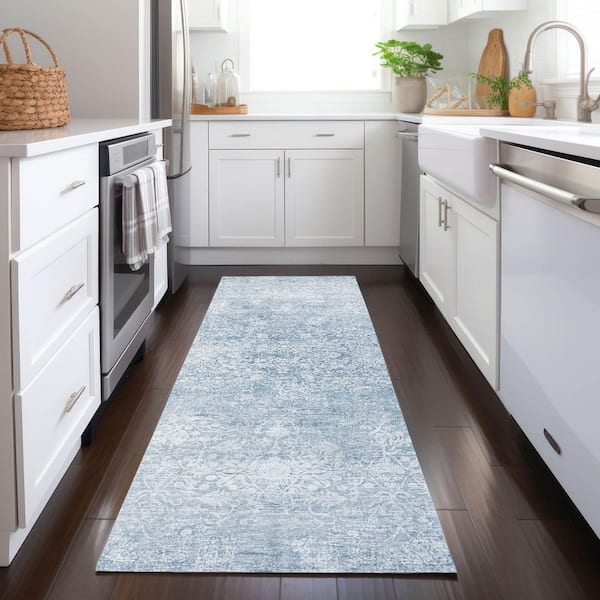 Chantille Machine Washable Indoor/Outdoor Abstract ACN1763 Sky 2 ft. 3 in. x 7 ft. 6 in. Runner Rug