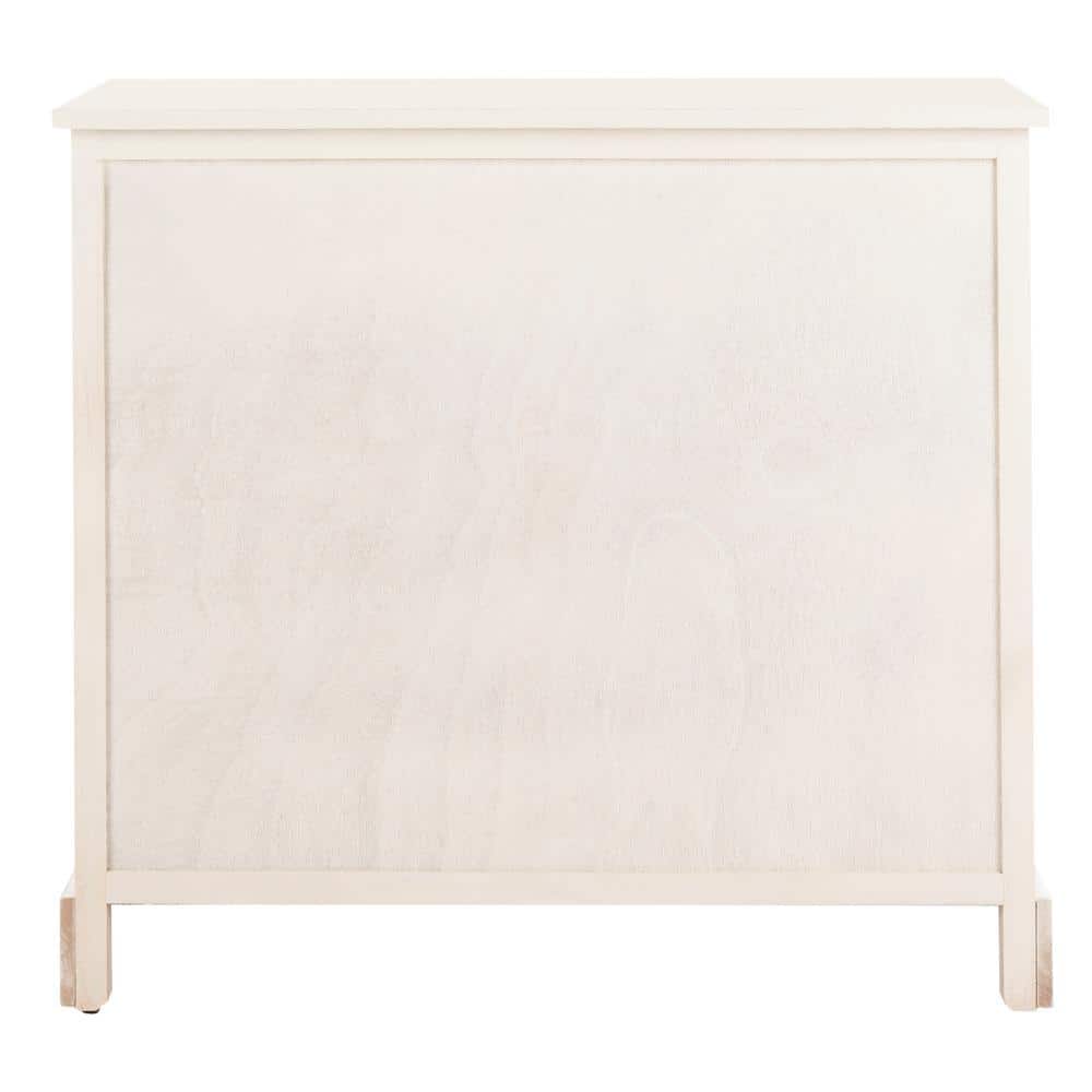 Distressed Cream Pine 6-Drawer Storage Unit with Wicker Baskets
