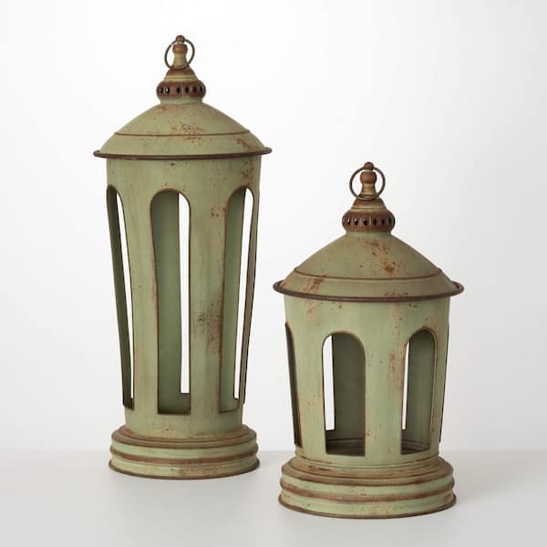 SULLIVANS 29 in. - 21.25 in. Patinaed Gazebo Lantern Set of 2, Metal