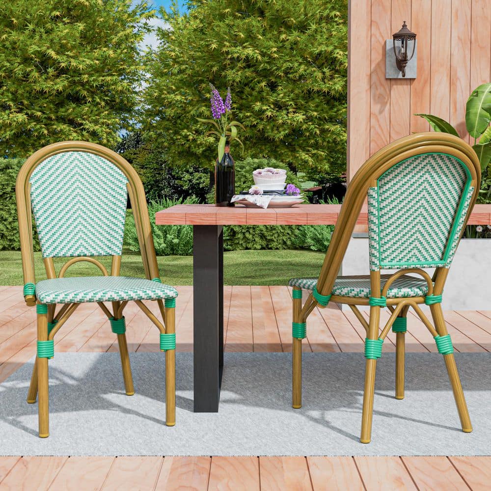 Stylish Outdoor Dining Chair Bistro Chairs in Green (2-Pack) price history on PriceWatchPro