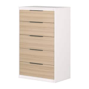 Hourra Soft Elm and White 5-Drawer 29 in. Dresser