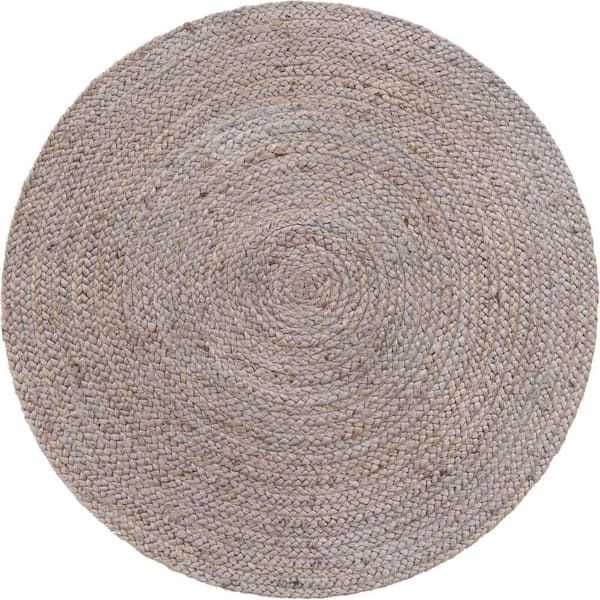 Unique Loom Braided Jute Dhaka Gray 3' 3 x 3' 3 Area Rug