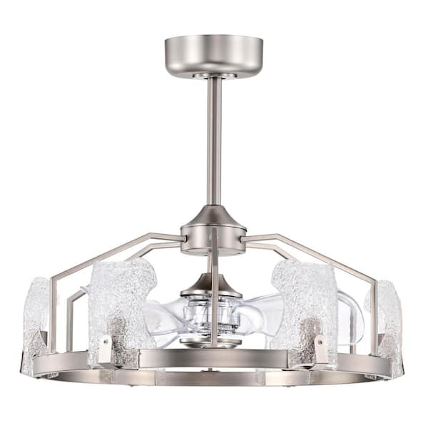 Warehouse of Tiffany Luciala 28 in. 6-Light Indoor Satin Silver Ceiling Fan with Light Kit
