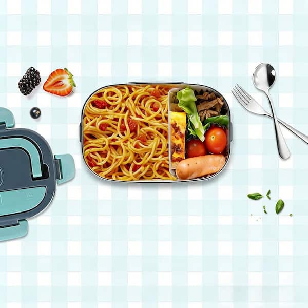 3-in-1 Electric Heated Lunch Bag for Car/Truck/Office with Fork Spoon and Insulated Carry Bag (Gray)