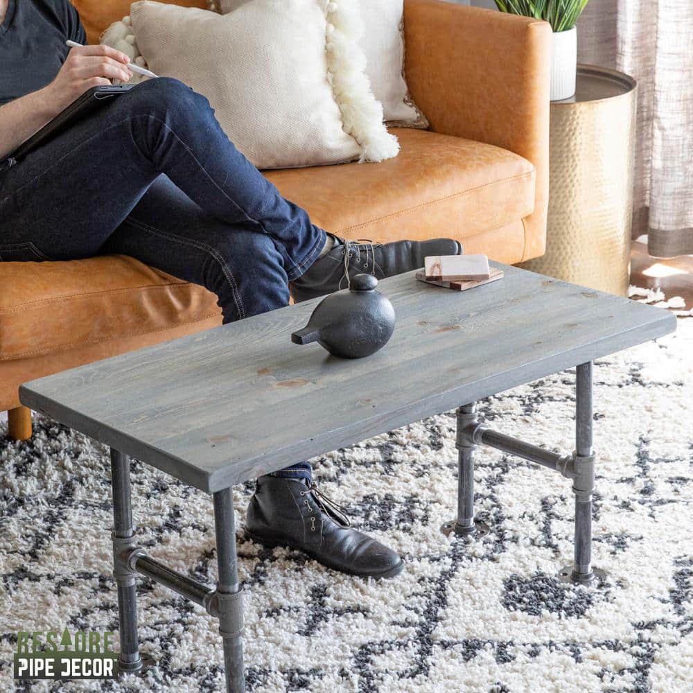 Restore Riverstone Grey Solid Wood Rectangle Coffee Tabletop