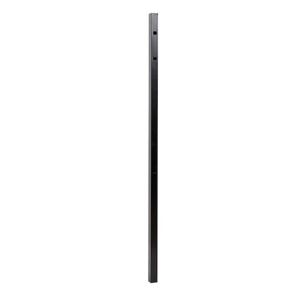 Athens 2 in. x 2 in. x 6 ft. Gloss Black Aluminum Pressed Spear Fence End Post