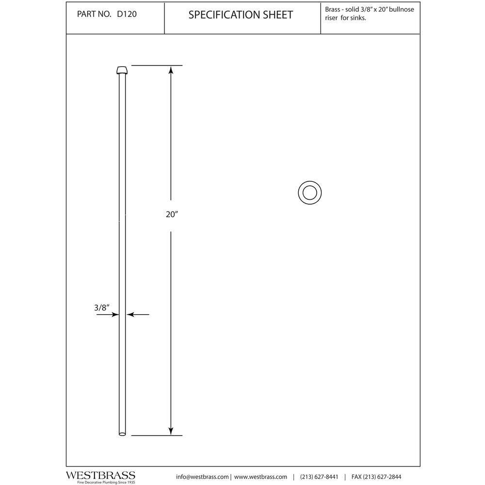 Matte Black Brass Bullnose Faucet Supply Line, 20 inches