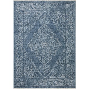 Vance Denim/Dove 5 ft. 3 in. x 7 ft. 9 in. Traditional Fringed Area Rug