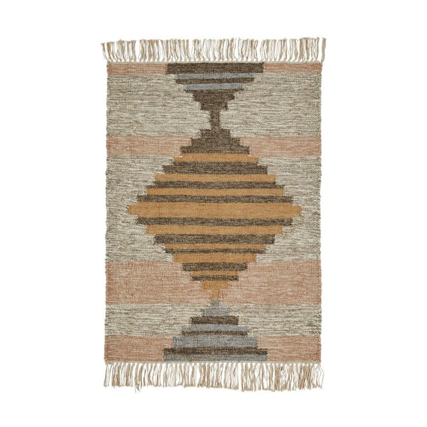HomeRoots Bernadette Vanilla Cream 2 x 3 ft. Loomed Geometric Cotton/Wool Rectangle Area Rug