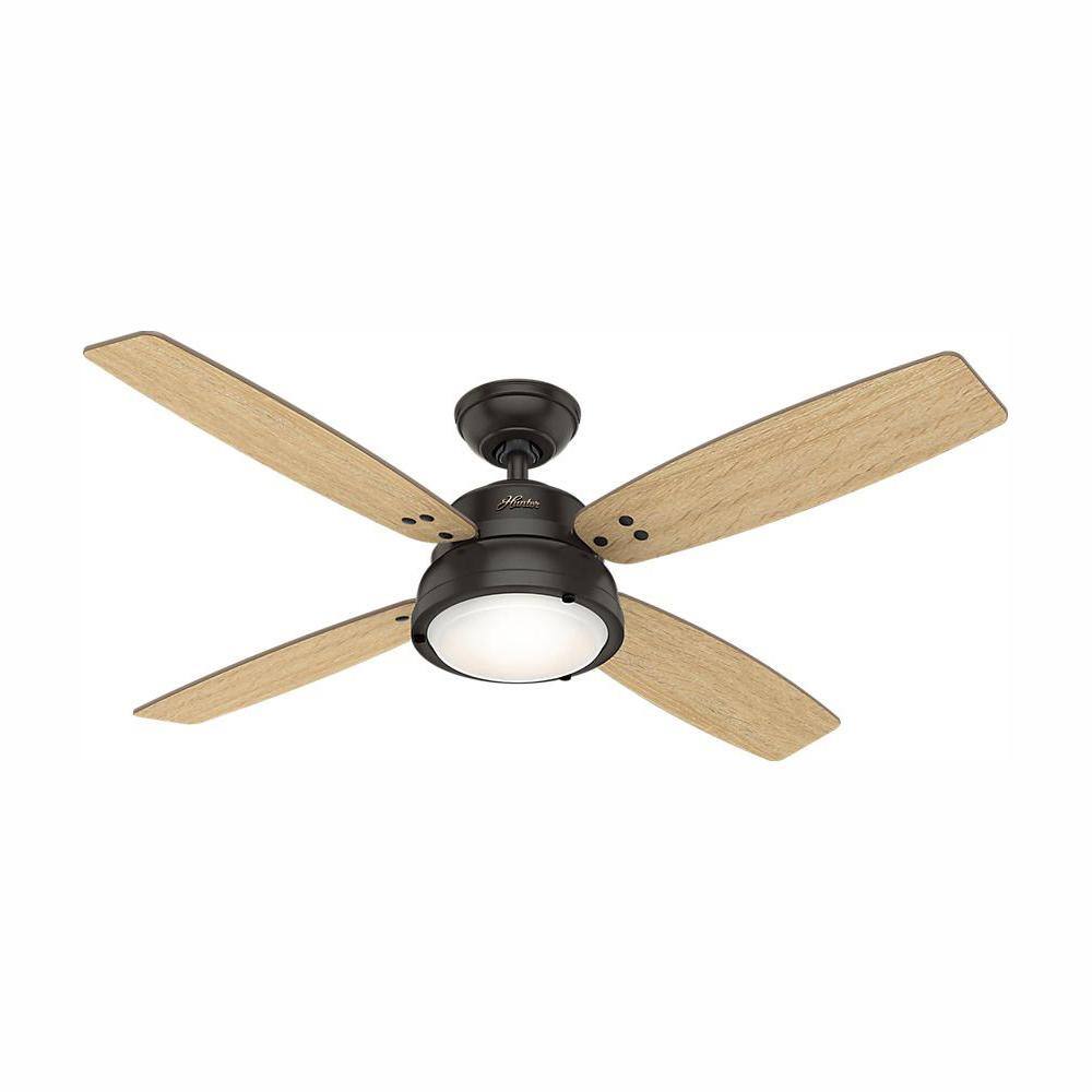 Hunter Fan 52 inch Casual Noble Bronze Ceiling Fan with Light and Remote Control 